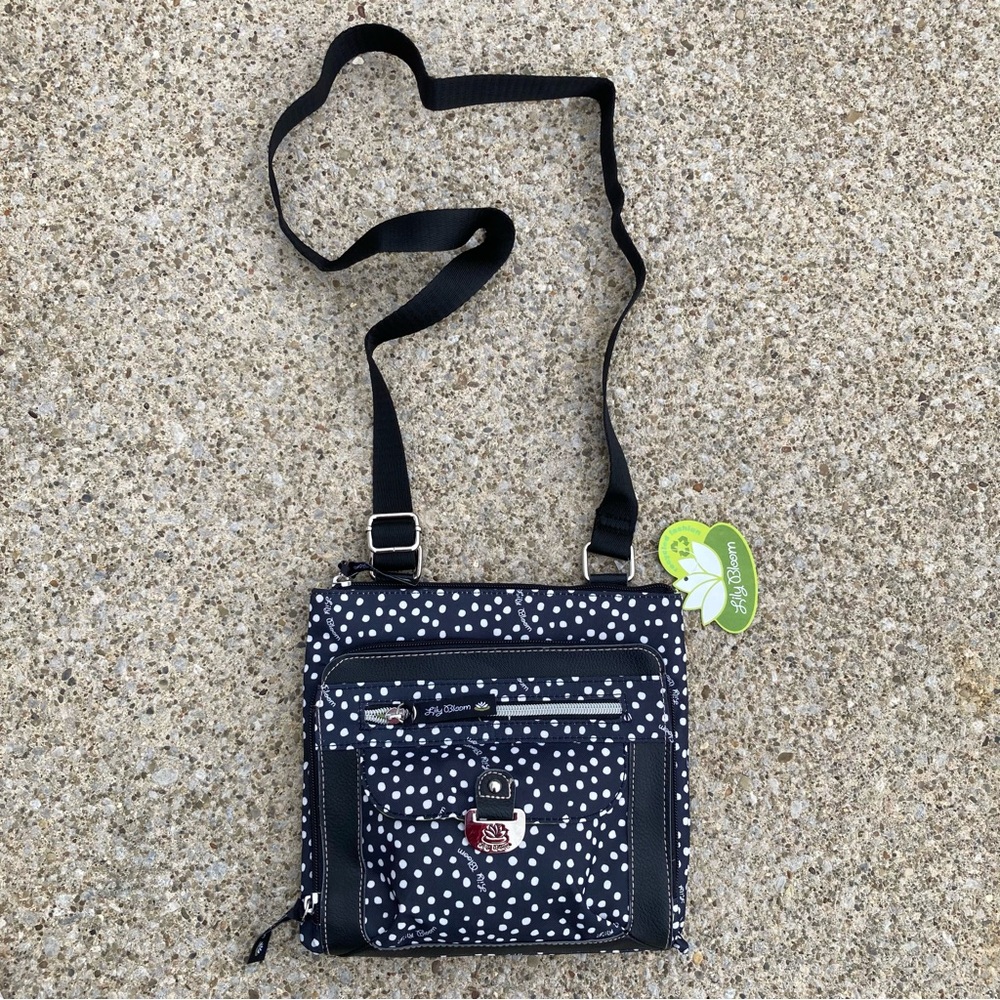 Lily Bloom Dailey Mini Crossbody in Dancing Dots - Black